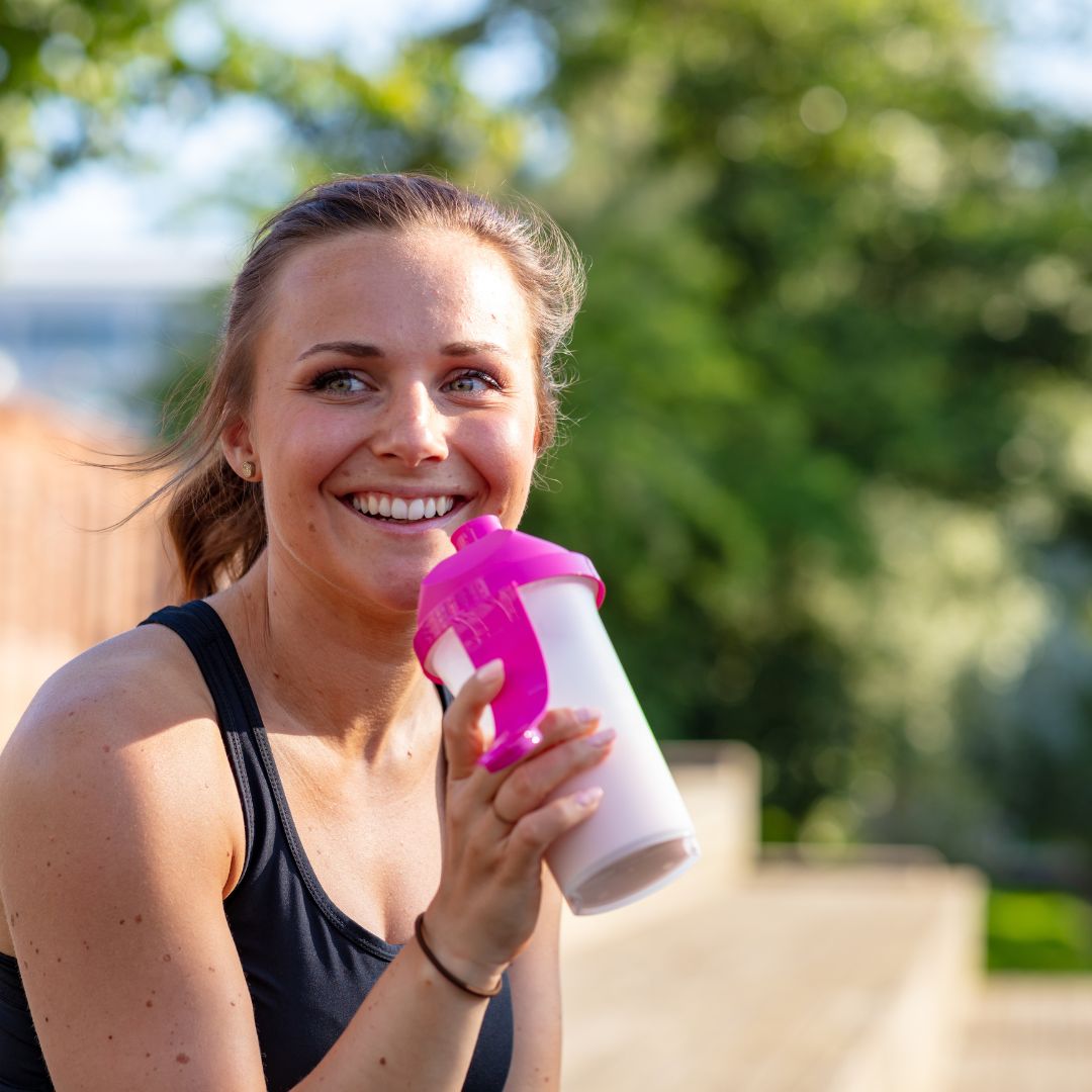 woman drinking shake