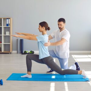 woman doing physical therapy exercise