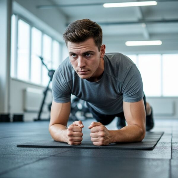 Athlete holding a plank position for core activation
